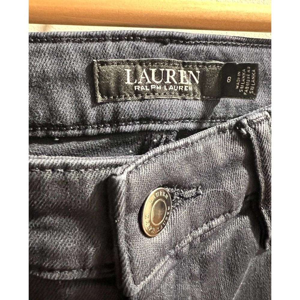 Lauren Ralph Lauren Womens Dark Blue Waxed Straight Stretch Jeans Size 8 - Picture 2 of 7